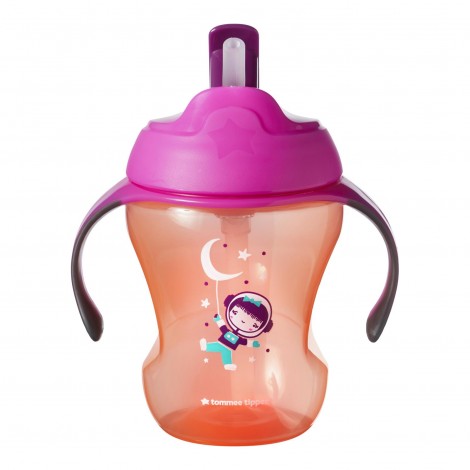 Imagine 1Cana Easy Drink cu pai Explora 230 ml Roz/Portocaliu