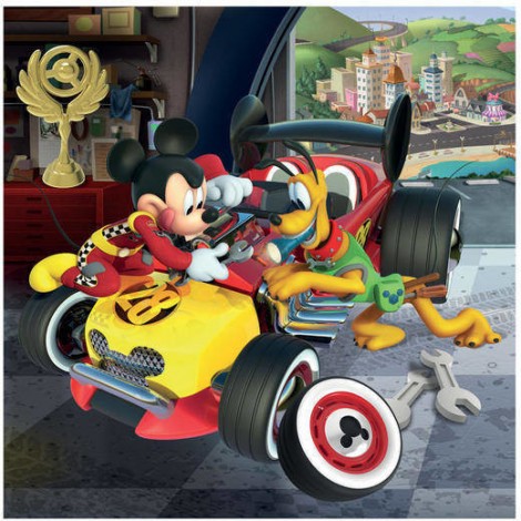 Imagine 4Puzzle 3 in 1 - Cursa lui Mickey Mouse (3 x 55 piese)