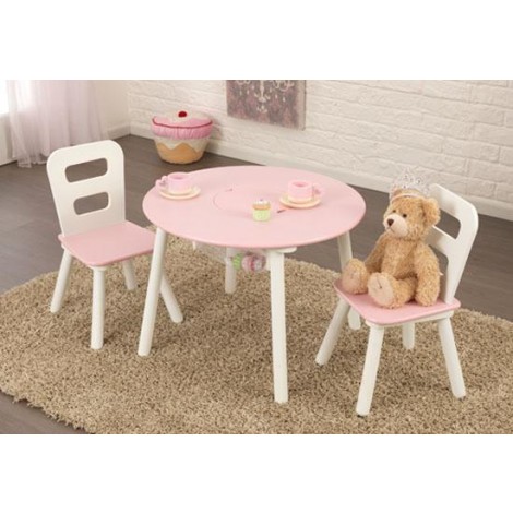 Imagine 1Set masuta si 2 scaune Pink & White