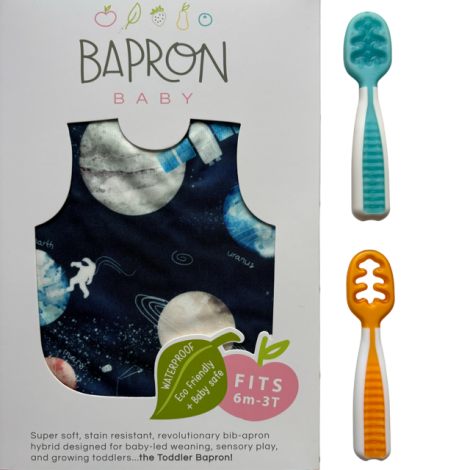 Imagine 1Pachet Pre-lingurite NumNum® GOOtensils™ Original Colors +BapronBaby® Outer Space