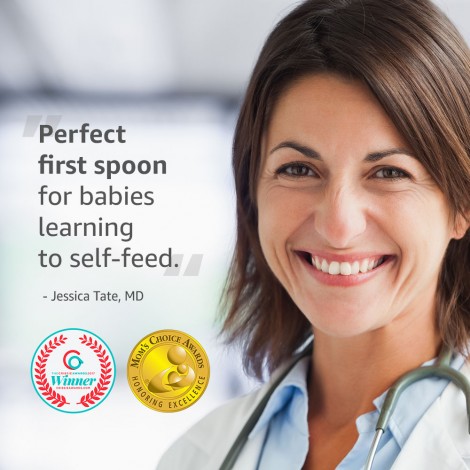 Imagine 5Pachet Pre-lingurite NumNum® GOOtensils™ Original Colors +BapronBaby® Organic Produce