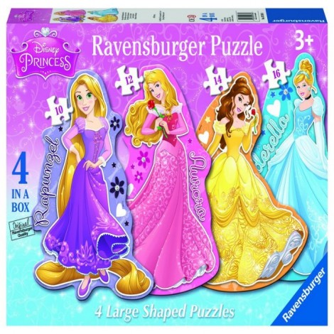 Imagine 1Puzzle printesele Disney 4 buc in cutie, 10/12/14/16 piese
