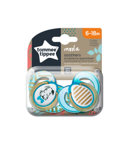 Imagine 1Suzeta ortodontica Tommee Tippee Moda, 6-18 luni, Alb / Turcoaz/Maro, 2 buc