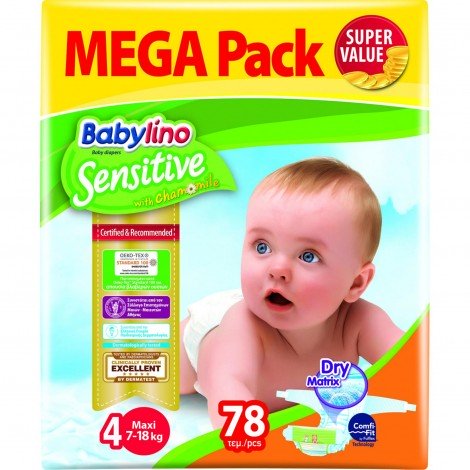 Imagine 1Scutece Babylino Sensitive Megapack Maxi N4/78 buc